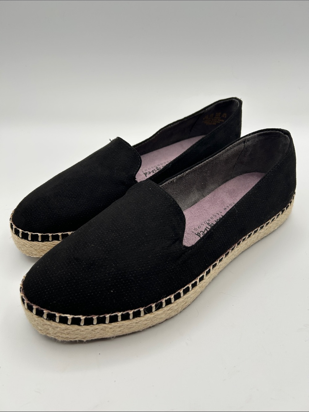 Dr. Scholl's Black Canvas Espadrille Slip-On Platform Shoes